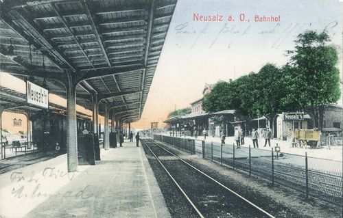 Stacja w Nowej Soli na początku XX w. (Kartka pocztowa)